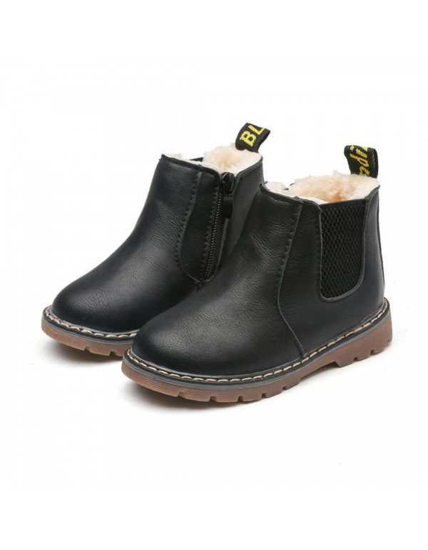 Cross border 2022 spring and autumn children's leather boots boys' casual Martin boots girls' thickened retro fashion children's shoes side zipper