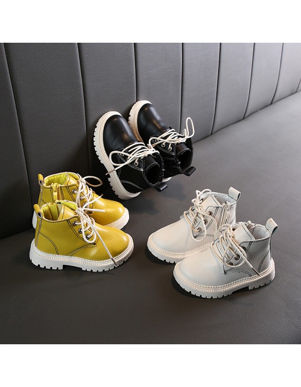 Children's boots 2022 new autumn and winter Korean girls' Leather short boots fashion boys' single boots small and medium children's Martin boots