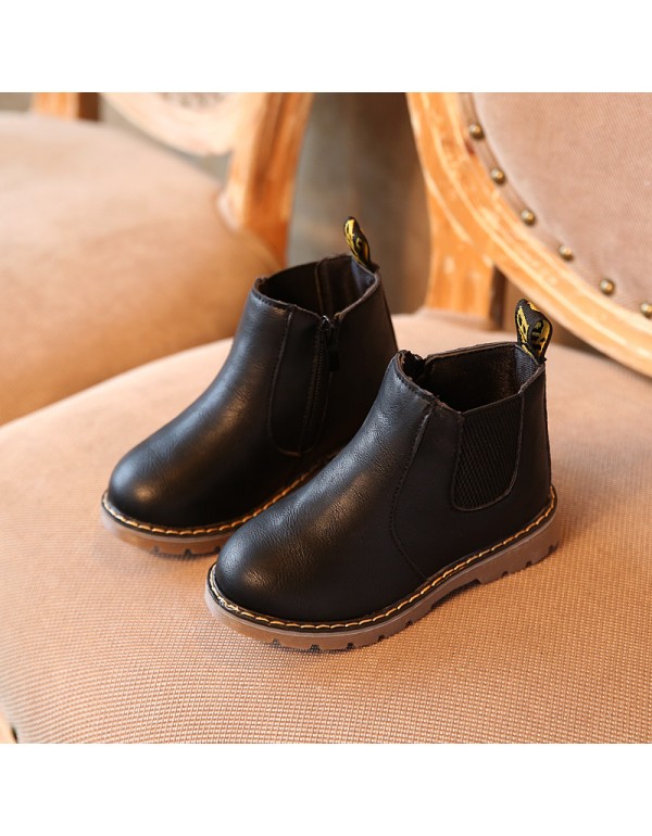 2021 autumn and winter new children's Martin boots boys' Leather Boots girls' short boots British style fashion single boots