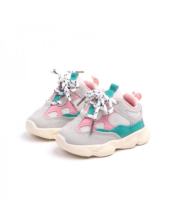 New baby soft soled sneakers in autumn 2018 Korean fashion front lace up daddy shoes toddler shoes for babies aged 0-2