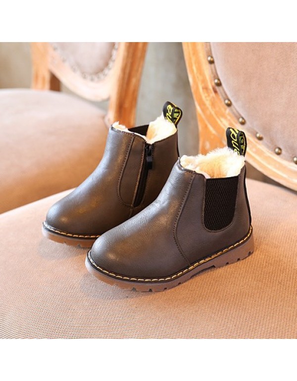 2021 autumn and winter new children's Martin boots boys' Leather Boots girls' short boots British style fashion single boots