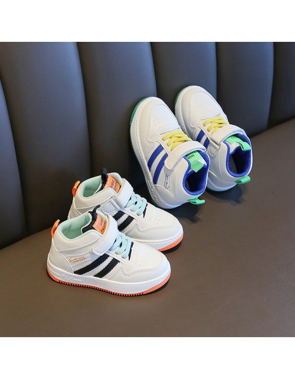 2022 spring and autumn new children's sports shoes men's and women's small white shoes middle and small children's high top board shoes leisure baby shoes