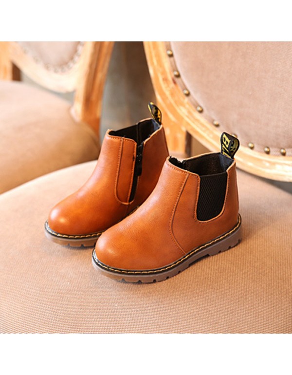 2021 autumn and winter new children's Martin boots boys' Leather Boots girls' short boots British style fashion single boots