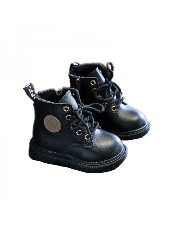 Boys' and girls' Martin boots 2021 autumn winter pop children's leather boots British style baby plus cotton warm short boots children's Boots