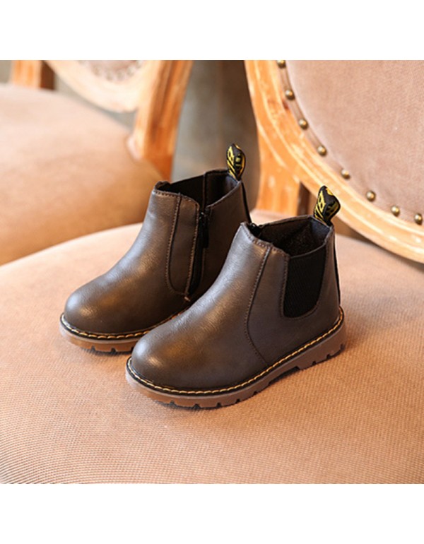 2021 autumn and winter new children's Martin boots boys' Leather Boots girls' short boots British style fashion single boots