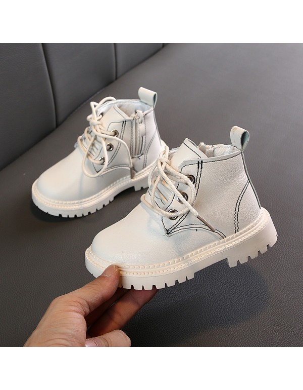 Children's boots 2022 new autumn and winter Korean girls' Leather short boots fashion boys' single boots small and medium children's Martin boots