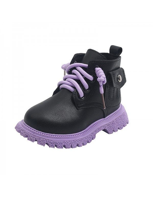 Autumn new girls' Martin boots children's baby shoes British low barrel short boots boys' Leather Boots one hair substitute