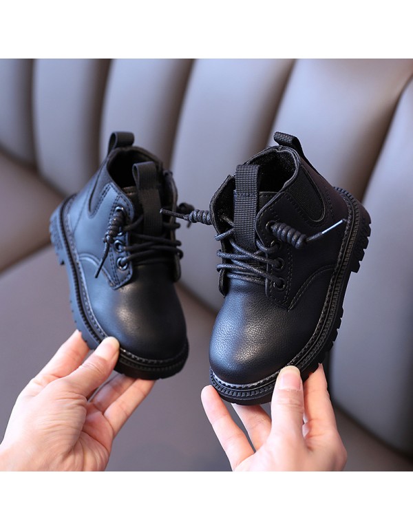 Autumn new children's shoes children's boots Martin boots boys' Leather low tube short boots girls' baby shoes wholesale