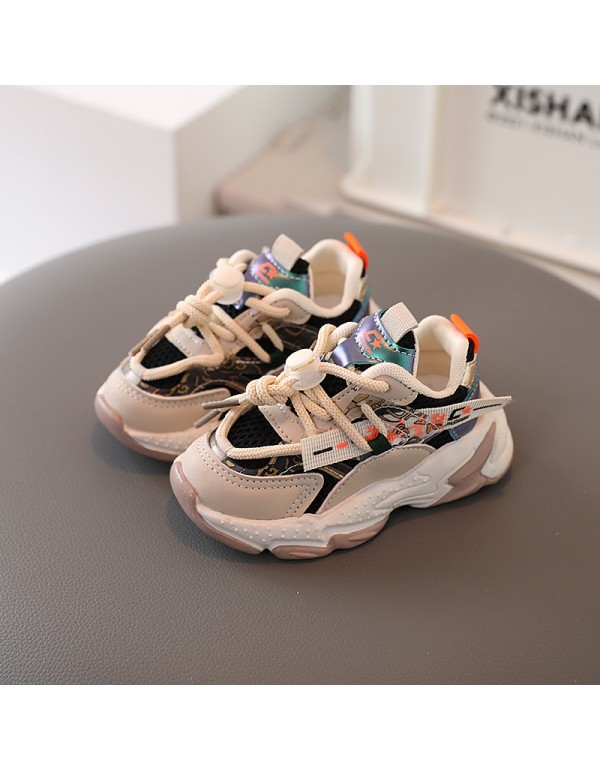 2022 spring new children's sports shoes, boys' breathable mesh shoes, Korean fashion girls' dad shoes