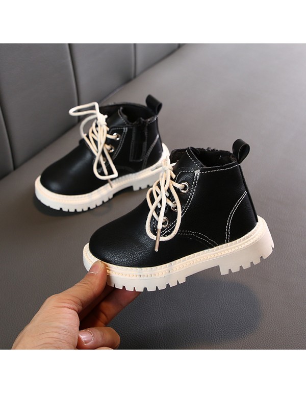 Children's boots 2022 new autumn and winter Korean girls' Leather short boots fashion boys' single boots small and medium children's Martin boots