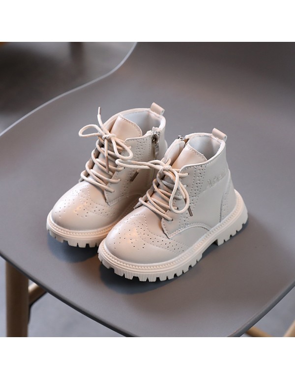 Female Baobao male children's Martin boots soft leather boots CASUAL BOOTS British style short boots autumn and winter new boots single boots
