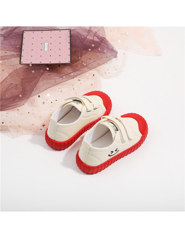 Girls' canvas shoes 2021 autumn new soft bottom children's biscuit shoes little girls' Board Shoes breathable Velcro cloth shoes