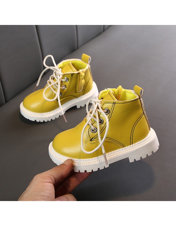 Children's boots 2022 new autumn and winter Korean girls' Leather short boots fashion boys' single boots small and medium children's Martin boots