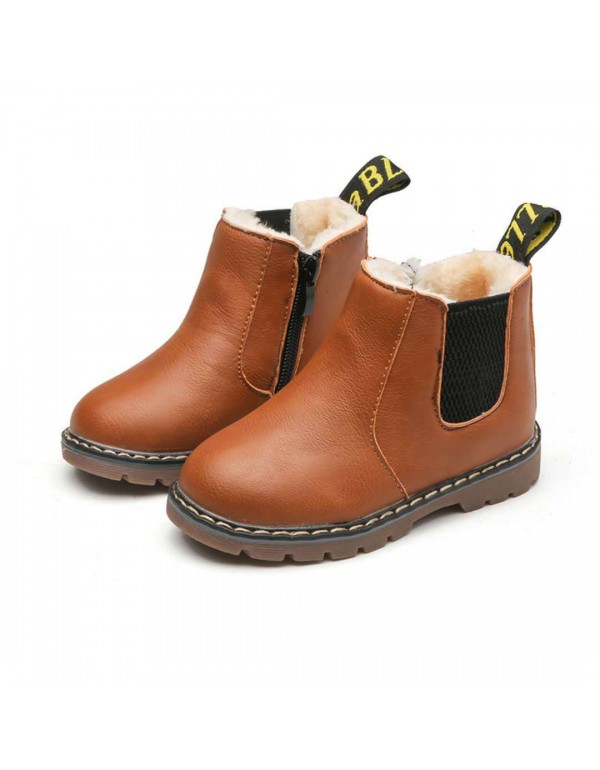 Cross border 2022 spring and autumn children's leather boots boys' casual Martin boots girls' thickened retro fashion children's shoes side zipper