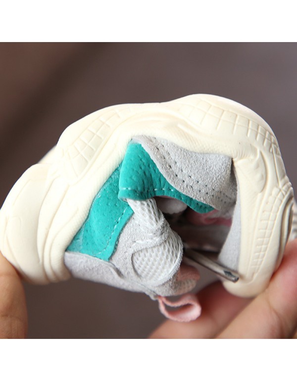 New baby soft soled sneakers in autumn 2018 Korean fashion front lace up daddy shoes toddler shoes for babies aged 0-2