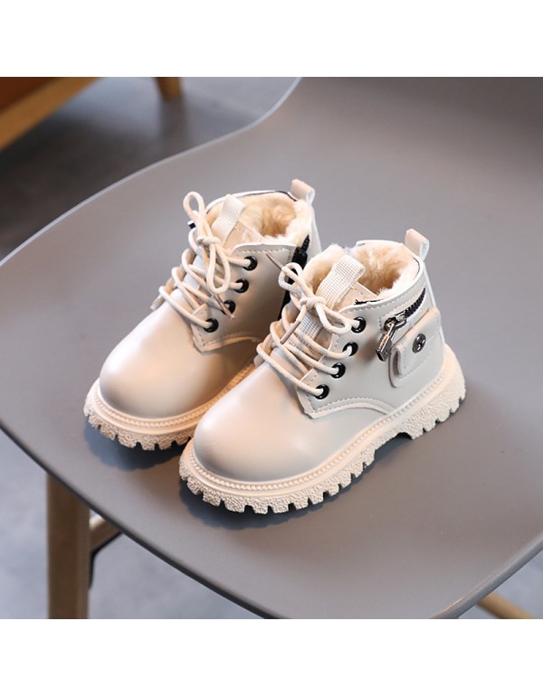 Autumn new Korean children's Boots Men's and women's baby small leather bag children's shoes British style children's short boots Martin boots foreign trade