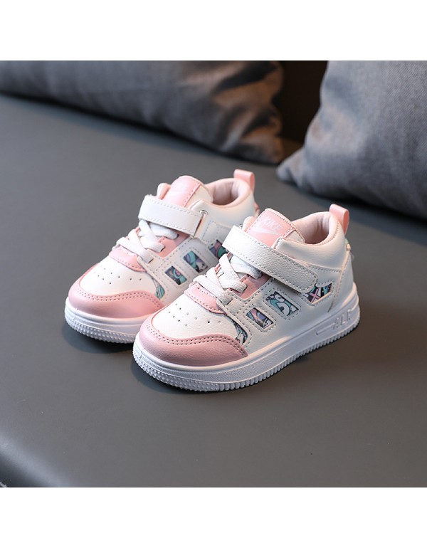 2022 spring and autumn new girls' Board Shoes students' casual children's shoes children's middle top small white shoes breathable boys' sports shoes