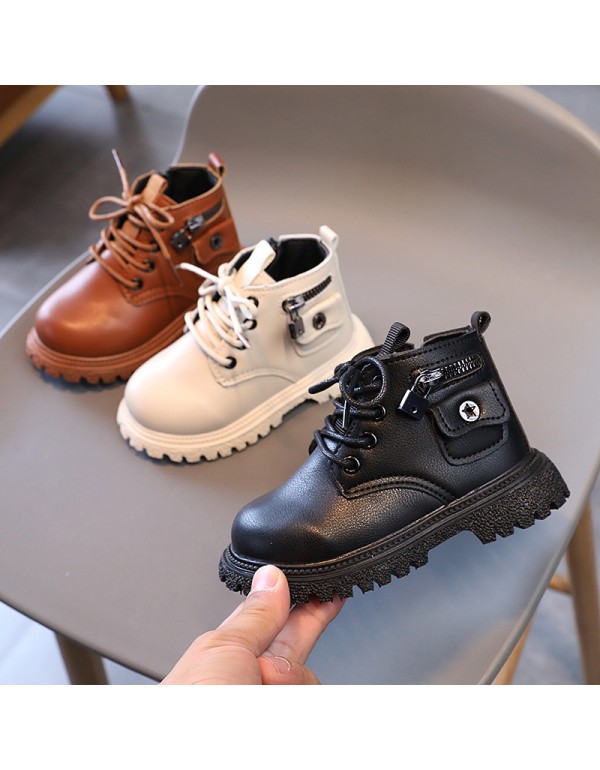 Autumn new Korean children's Boots Men's and women's baby small leather bag children's shoes British style children's short boots Martin boots foreign trade