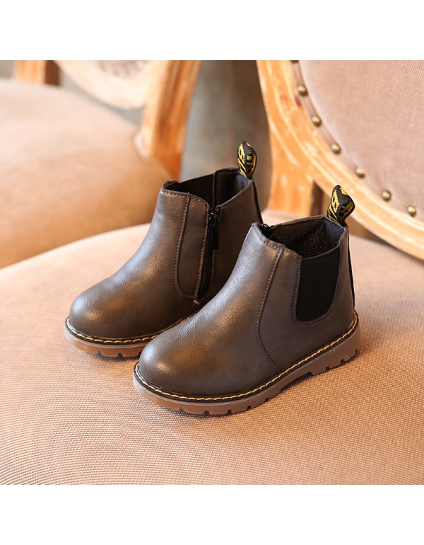 Cross border children's leather boots 2022 autumn and winter new boys' and girls' casual Martin boots retro fashion children's shoes manufacturer direct sales