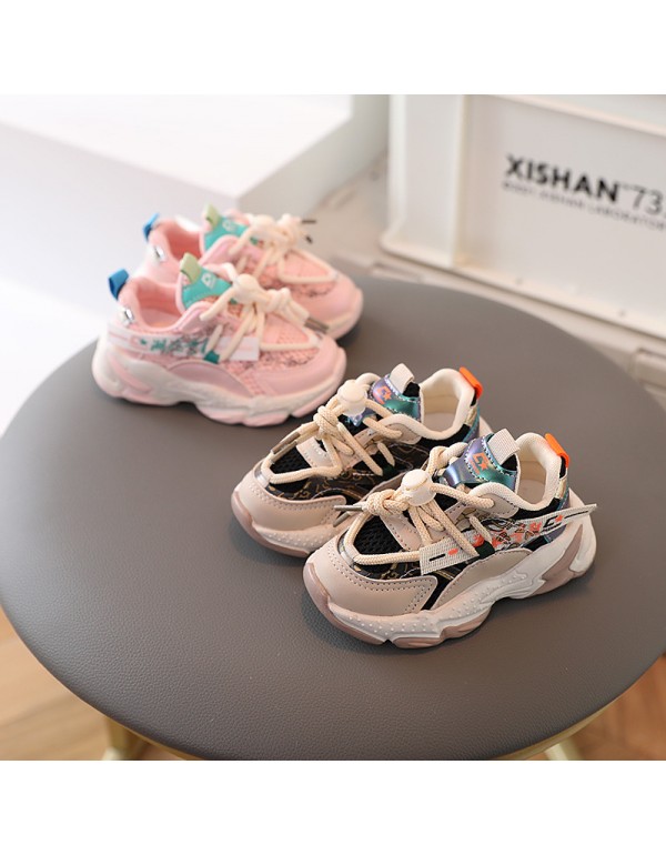 2022 spring new children's sports shoes, boys' breathable mesh shoes, Korean fashion girls' dad shoes