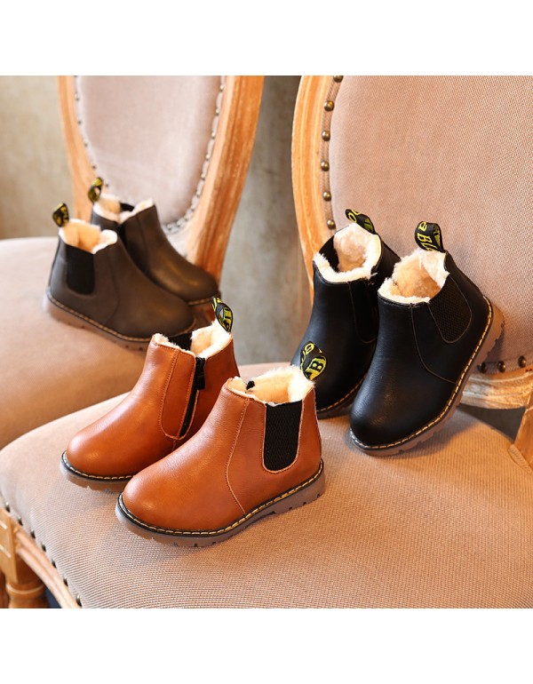 Cross border children's leather boots 2022 autumn and winter new boys' and girls' casual Martin boots retro fashion children's shoes manufacturer direct sales