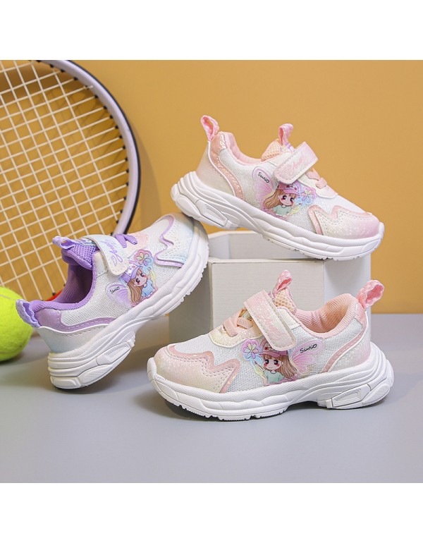 Girls' new 2022 spring and autumn children's sports shoes non slip soft sole mesh breathable casual baby girl's walking shoes