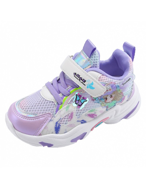 Girls' sports shoes 2022 summer new mesh breathable little girls' Princess casual shoes middle and large children's Non Slip soft sole