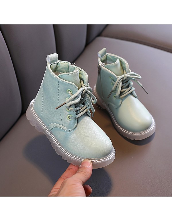 2020 autumn new children's Martin boots British style boys' motorcycle boots solid color Korean fashion girls' short boots