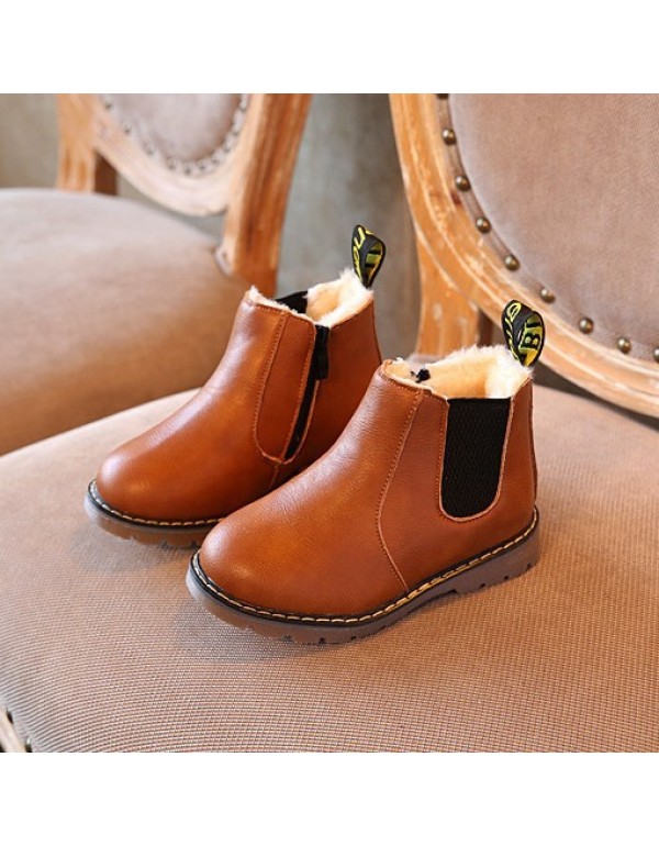 2021 autumn and winter new children's Martin boots boys' Leather Boots girls' short boots British style fashion single boots