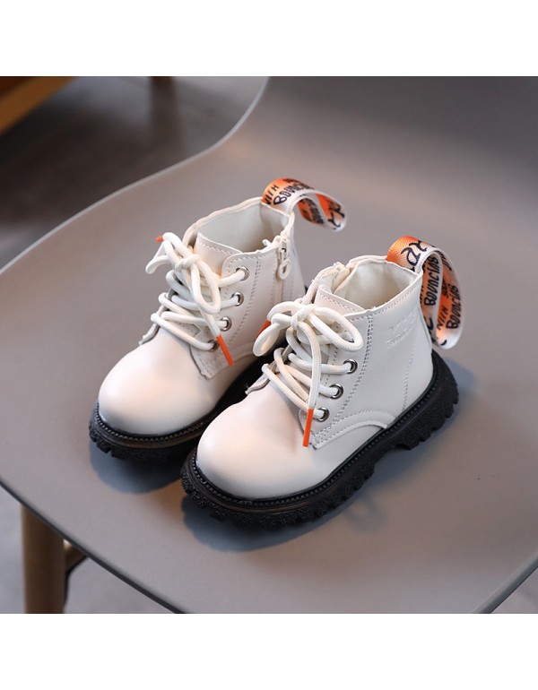 Autumn and winter children's work clothes Martin boots men's and women's super fiber soft bottom anti-skid cotton boots baby zipper short boots tide