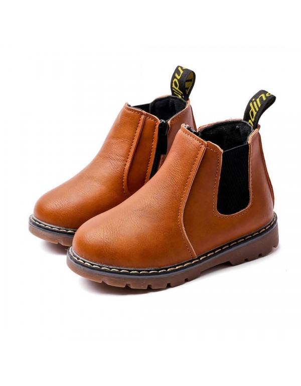 Cross border children's leather boots 2022 autumn and winter new boys' and girls' casual Martin boots retro fashion children's shoes manufacturer direct sales