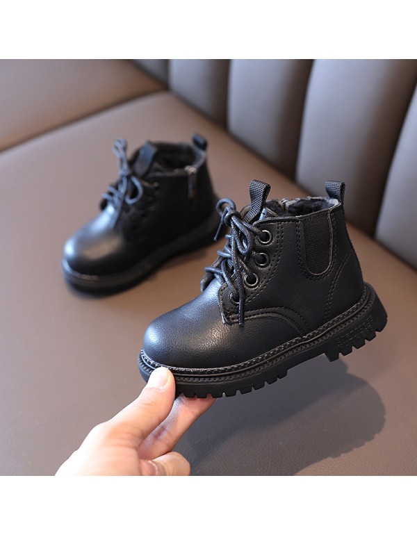 Autumn new children's shoes children's boots Martin boots boys' Leather low tube short boots girls' baby shoes wholesale