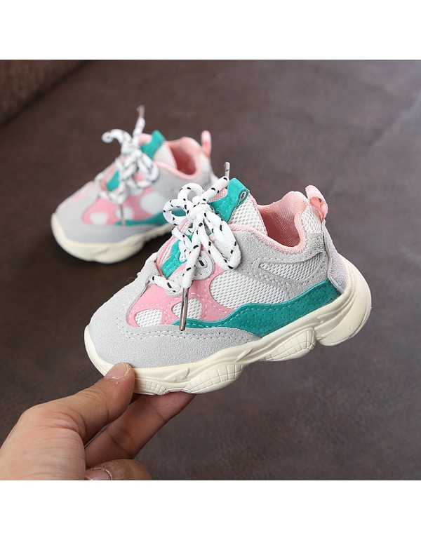 New baby soft soled sneakers in autumn 2018 Korean fashion front lace up daddy shoes toddler shoes for babies aged 0-2