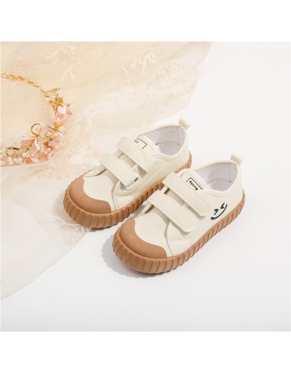 Girls' canvas shoes 2021 autumn new soft bottom children's biscuit shoes little girls' Board Shoes breathable Velcro cloth shoes