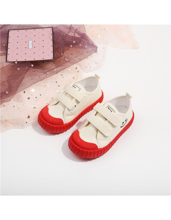 Girls' canvas shoes 2021 autumn new soft bottom children's biscuit shoes little girls' Board Shoes breathable Velcro cloth shoes
