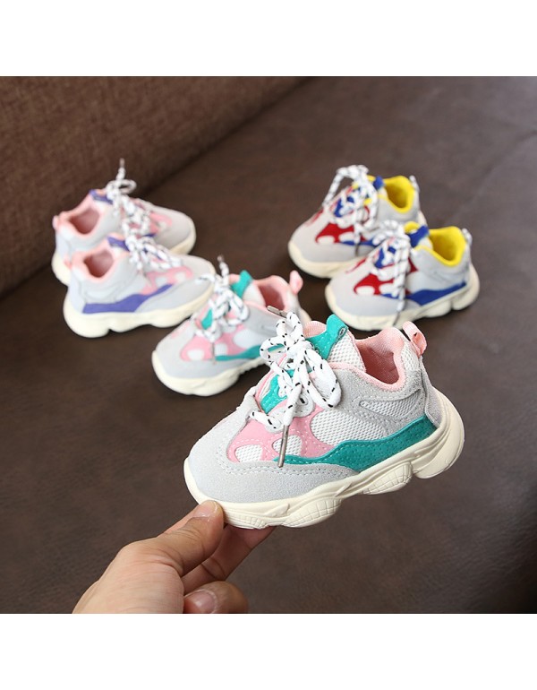 New baby soft soled sneakers in autumn 2018 Korean fashion front lace up daddy shoes toddler shoes for babies aged 0-2