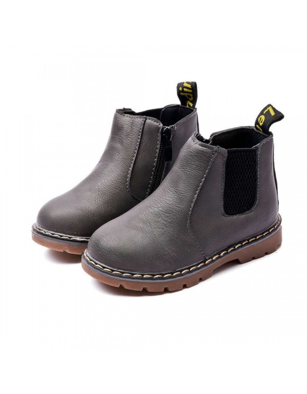 Cross border 2022 spring and autumn children's leather boots boys' casual Martin boots girls' thickened retro fashion children's shoes side zipper