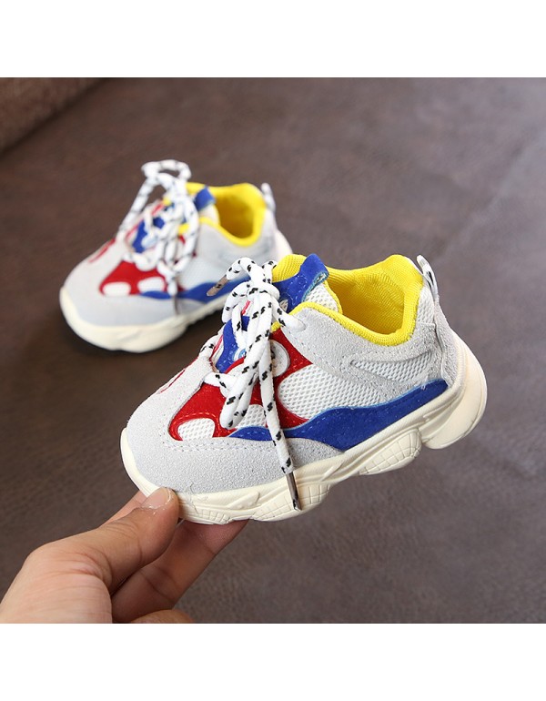 New baby soft soled sneakers in autumn 2018 Korean fashion front lace up daddy shoes toddler shoes for babies aged 0-2