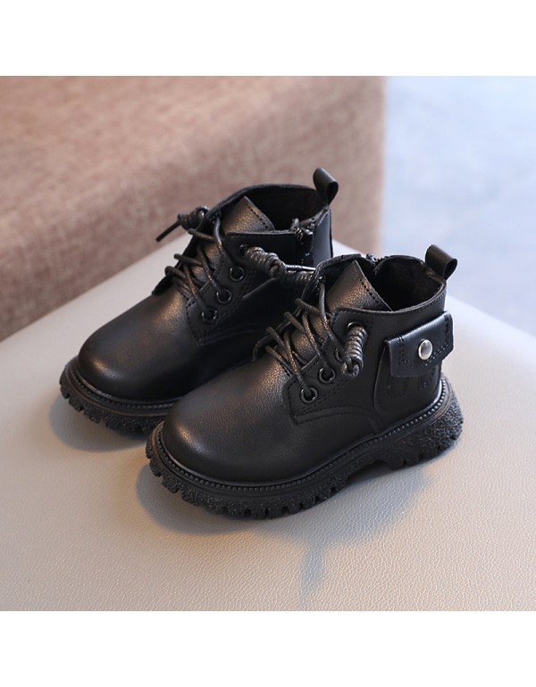 Girls' patent leather short boots 2021 autumn new boys' port style Martin boots round head jelly sole single boots boys' boots trend