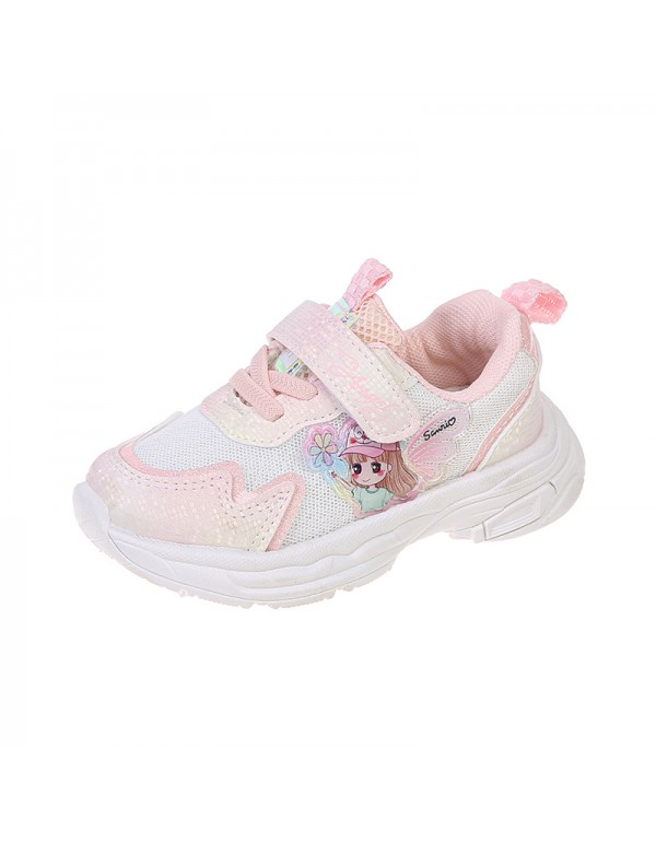 Girls' new 2022 spring and autumn children's sports shoes non slip soft sole mesh breathable casual baby girl's walking shoes