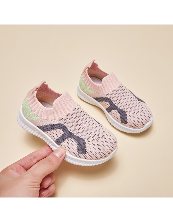 Boys' shoes factory 2021 autumn new children's sports shoes little boys' casual shoes low top knitted shoes foreign trade