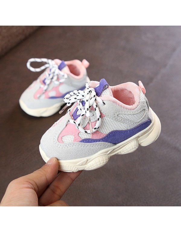 New baby soft soled sneakers in autumn 2018 Korean fashion front lace up daddy shoes toddler shoes for babies aged 0-2