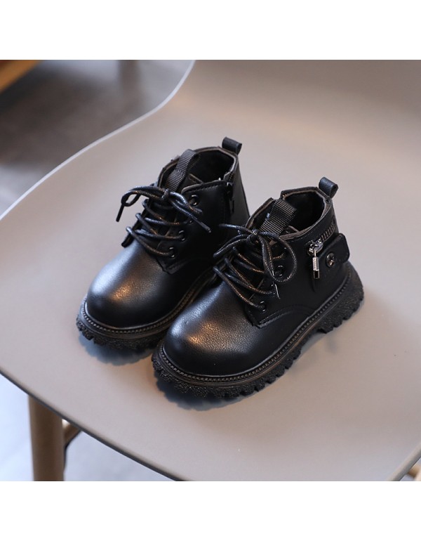 Autumn new Korean children's Boots Men's and women's baby small leather bag children's shoes British style children's short boots Martin boots foreign trade