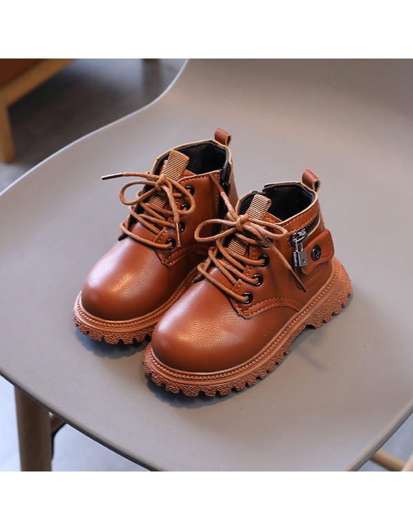 Autumn new Korean children's Boots Men's and women's baby small leather bag children's shoes British style children's short boots Martin boots foreign trade